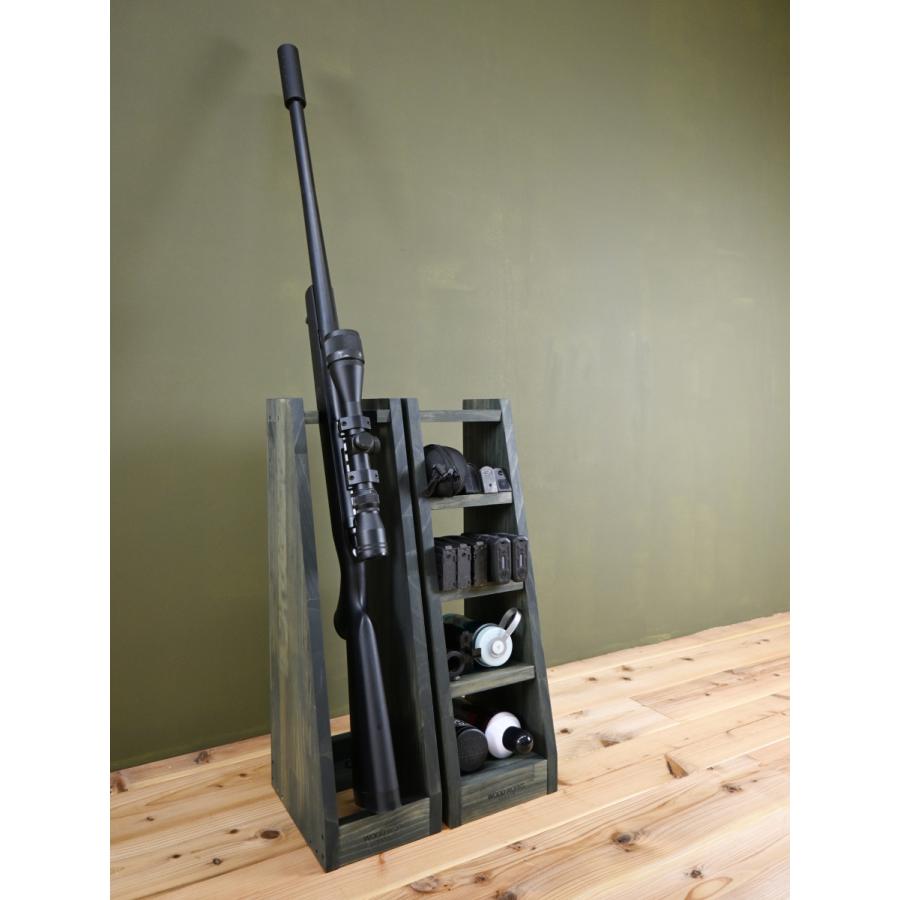 WOODWORKS ガンラック 1丁掛 (色：ミリタリーグリーン) 木製 日本製