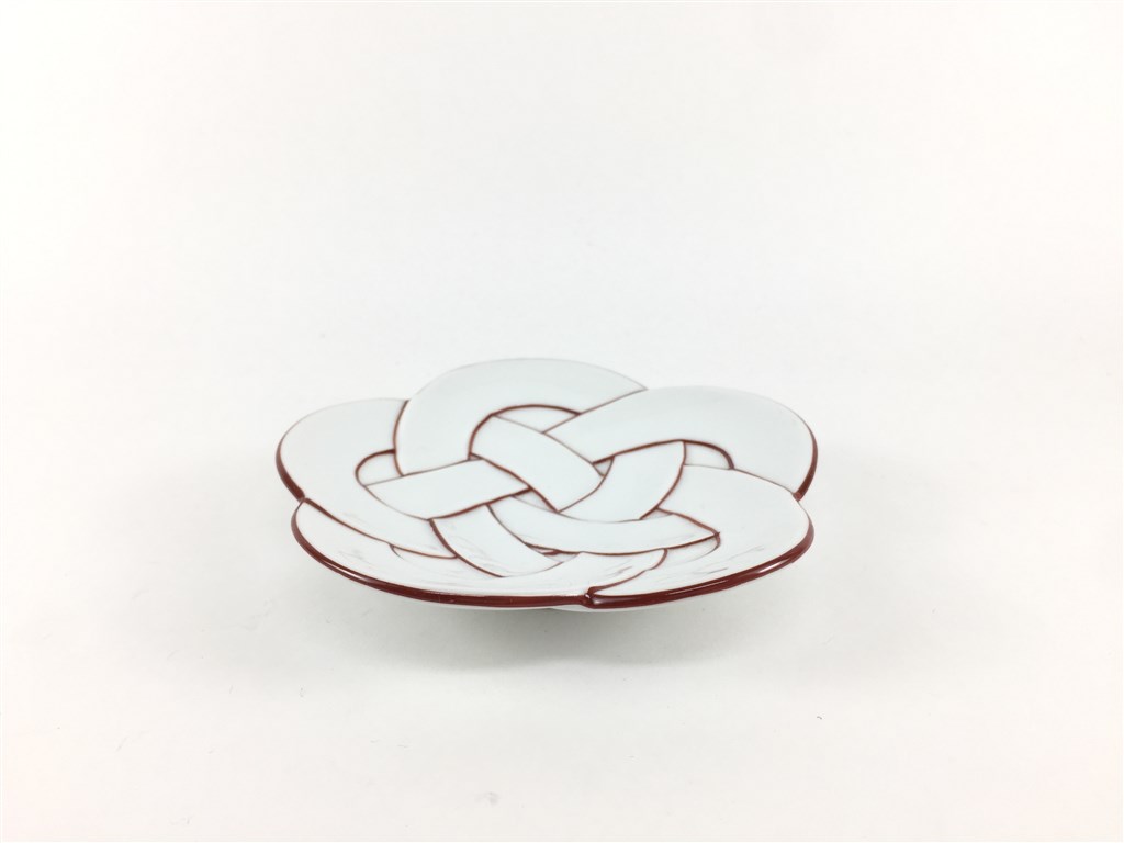 有田焼 田清窯 花結び小皿 11cm 太白赤線梅むすび小皿 朱線梅結び