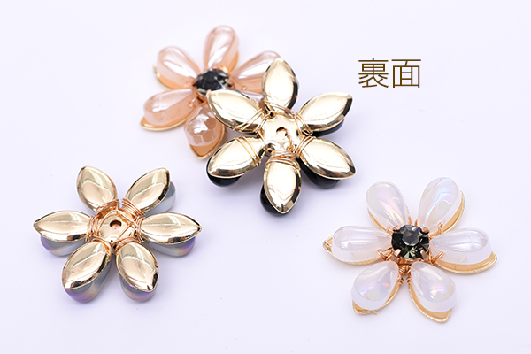 ガラスビーズカボション フラワーパーツ 花型ハンドメイドアクセサリー