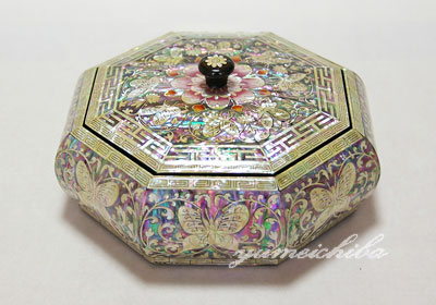 韓国漆螺鈿八角小物入れ菓子器 蝶 : チマチョゴリと韓国雑貨の専門店夢