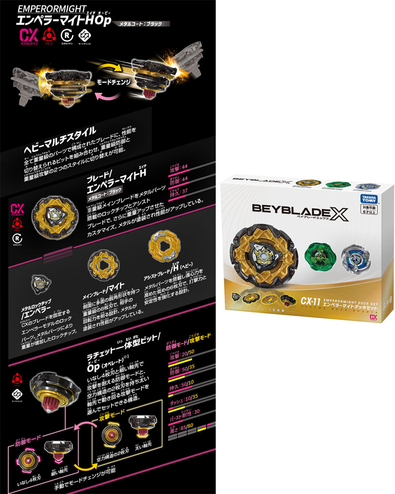 送料無料 ベイブレードX BEYBLADE X CX-11 エンペラーマイトデッキ