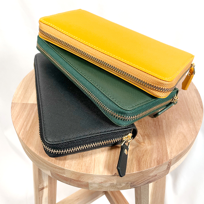 長財布 フェイク レザー ラウンドファスナー 風水 スキミング防止 エピ