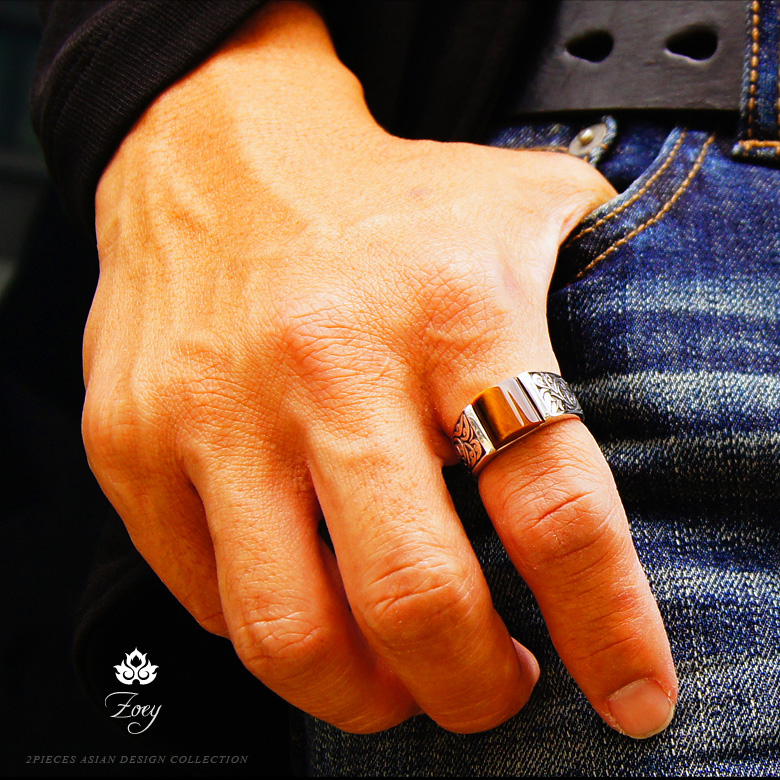 シルバーリング 指輪 メンズ オリエンタル タイガーアイ アイビー Zoey
