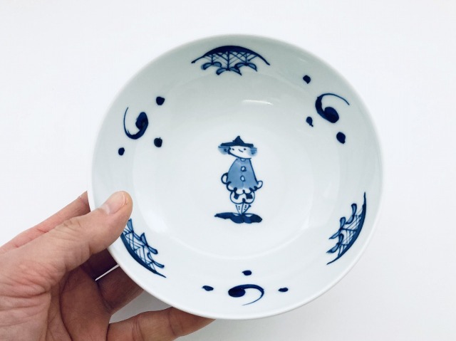 濃マント異人5寸ボール しん窯青花