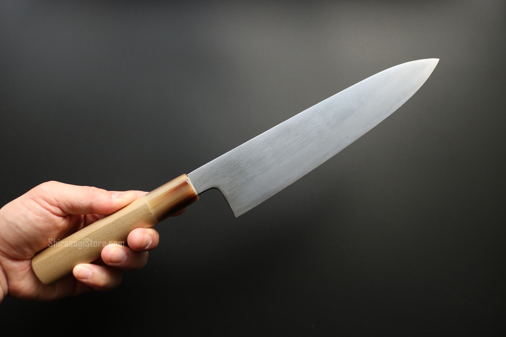 水野鍛錬所「源昭忠」和牛刀 包丁 洋研ぎ (しのぎ無） 本鍛錬 青二鋼 7