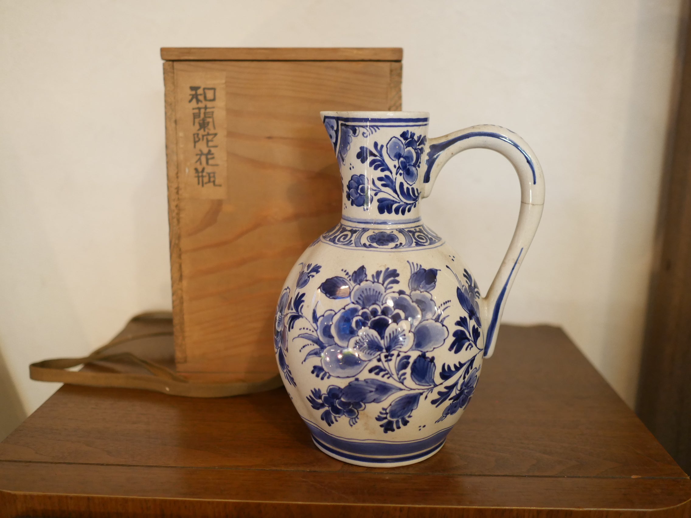 3582 オランダ デルフト陶器 BEGONIA 染付 和蘭 タバコ壷 送料無料