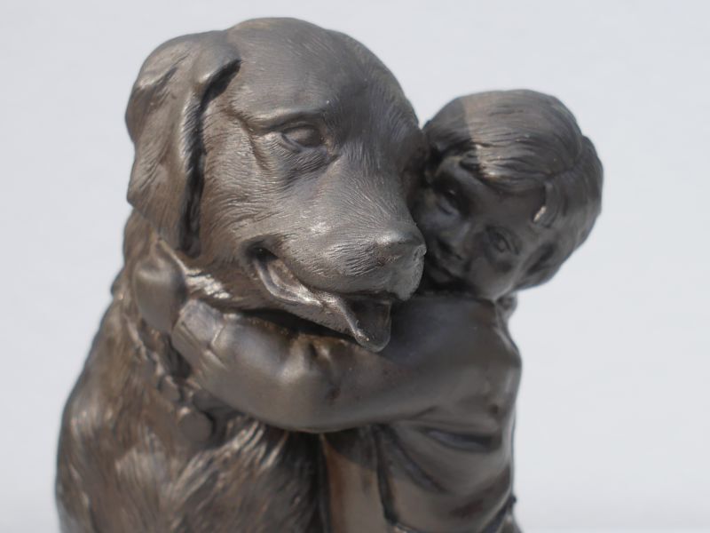 Pauline Parsons【Dog/Small boy (犬と幼い男の子)】英国製 ブロンズ
