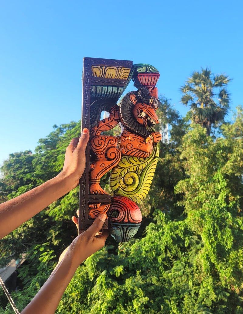 Yazhi / Yali BIG Wood Carving Wall Bracket / Corbel Mahogany Wood