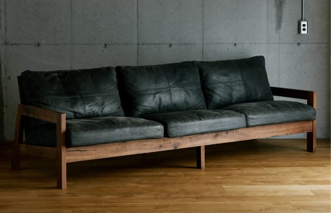 無垢材/アイアンフレームのソファ【GRID SOFA】 | オーダー家具や