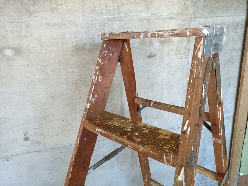 ≪SVG≫【Ladder-5Step 木製脚立 / アメリカン・USED・ビンテージ/1体