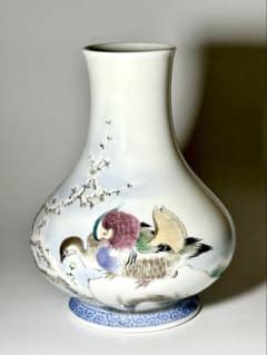 富永源六 釉下彩雪景鴨図花瓶 源六焼 嬉野焼 有田 伊万里 - メルカリ