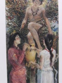 青木繁、わだつみのいろこの宮、希少な額装用画集より、新品高級額装付