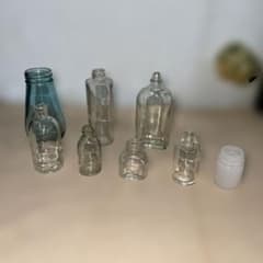 MR-447A ガラス瓶 8個セット 透明・青色 レトロアンティーク