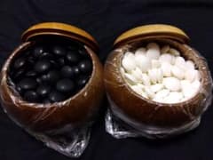 日向特製蛤碁石 月印相当 34号 欅碁笥 那智黒石 白石180個 黒石180個