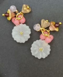 9193 フラワーレジン チェコ ガーネット ラベンダー ハンドメイド