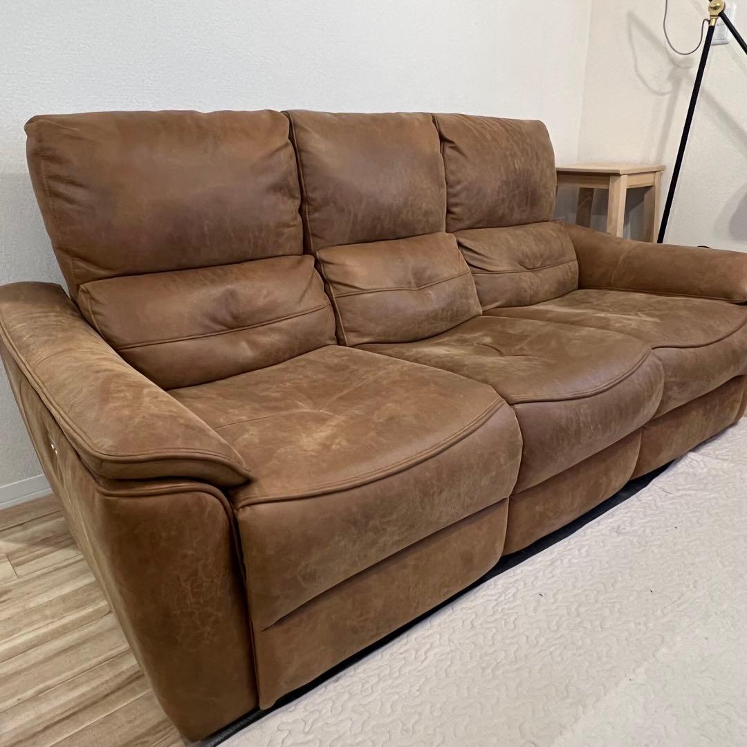 【美品】バッジオ 電動ソファ 3人掛け【定価80%OFF!】 お値下げ！】関家具 バッジオ 電動ソファ 3人掛け【定価80%OFF