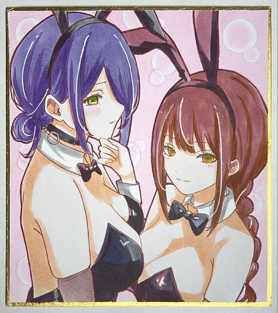 K*様 チェンソーマン 手描きイラスト 色紙 レゼ マキマ ファンアート