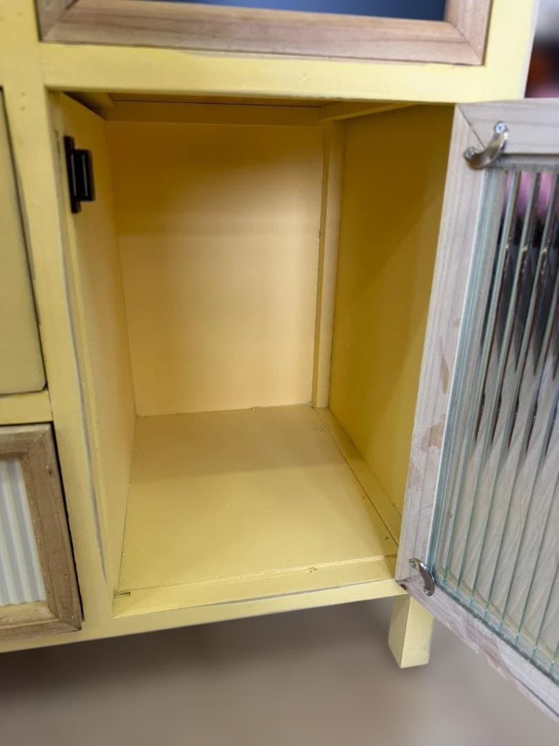 カントリー キャビネット リビングボード レトロ 棚 イエロー 引出