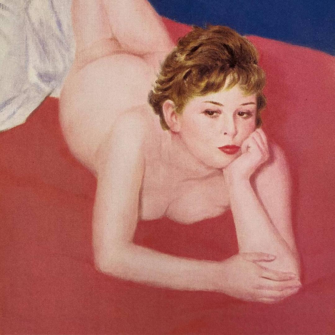 蛭沢尚、【ほゝづえ】、希少な画集より、新品額装付、マット額装付き