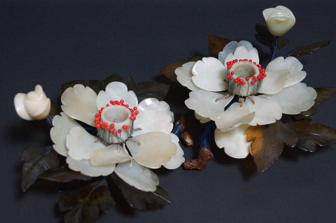 昭和初期 天然玉製 細工造り『牡丹花』蝋燭立て(一対) ろうそく台 茶道具時代物 楽天市場】花形燭台〔青〕【燭台】【ろうそく立て】【絵ろうそく