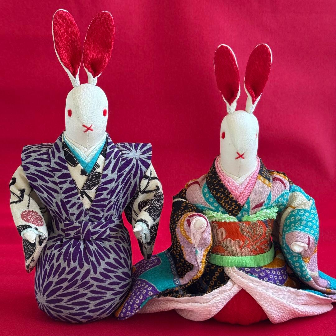 うさぎ雛　兎のひな人形　ちりめん細工 楽天市場】【受注生産品】うさぎ 雛祭 つまみ細工 [置き飾り うさぎ