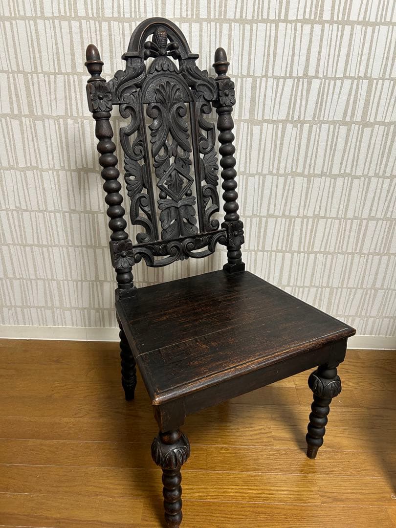 フランスアンティーク　チェア 可愛い 椅子 ダイニングチェア アンティーク風 リネンベージュ (203N