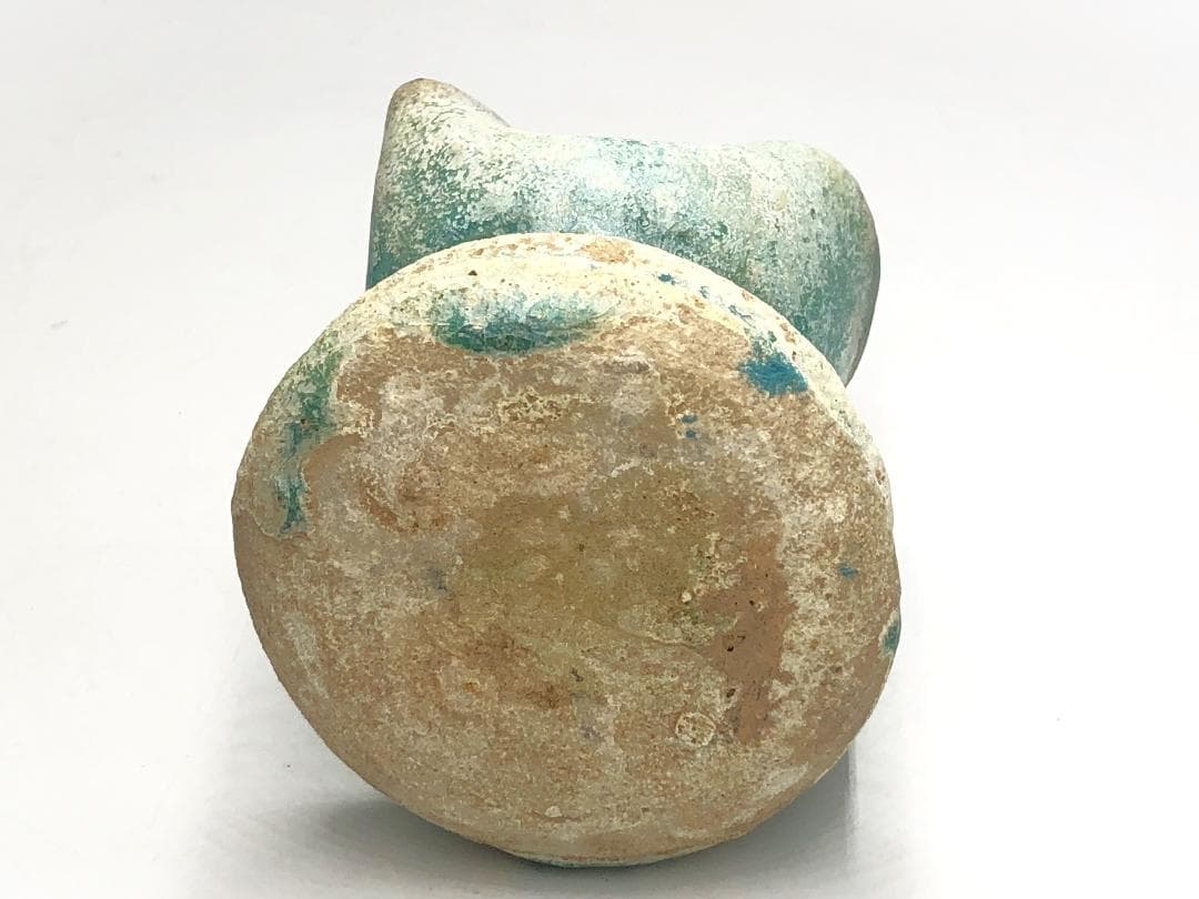 ペルシャ古陶 】 出土灯火器 青釉銀化 イスラム陶 - メルカリ