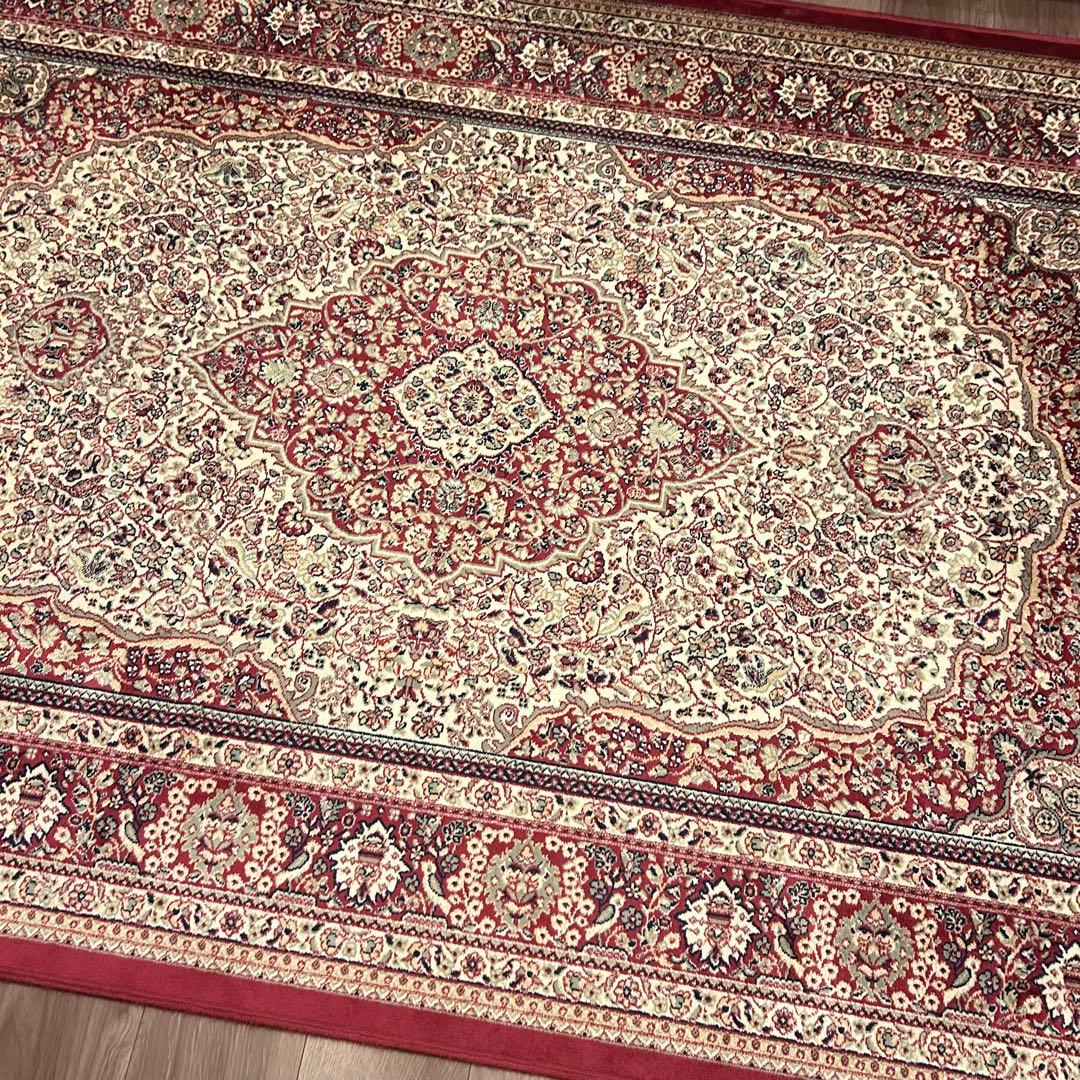 LOWYA ロウヤ　ペルシャ風ラグ　ウィルトン織　アイボリー/レッド 200×250] Lサイズ ペルシャ風ラグ ウィルトン織 単品orアンダーラグ