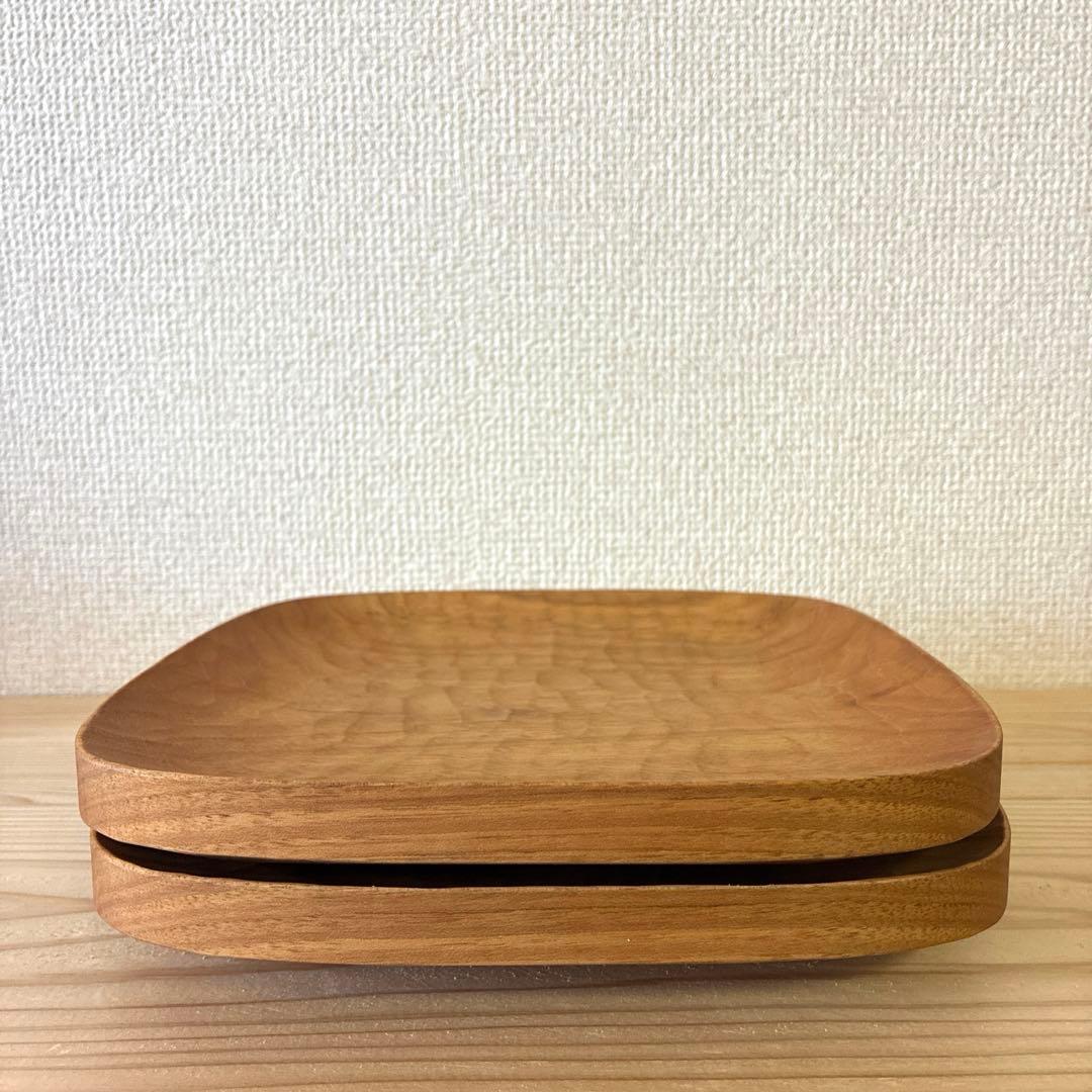 山口和宏 角皿 21㎝ クルミ 2枚セット 山口 和宏 □皿 ｜くらすこと公式オンラインストア