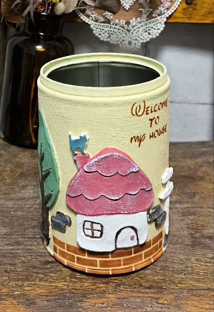 ミルク缶大サイズ☆猫と多肉ハウス☆リメイク缶　リメイク鉢　リメ鉢　多肉　寄せ植え リメ缶の作り方(私流🤭)｜🍀GreenSnap（グリーンスナップ）