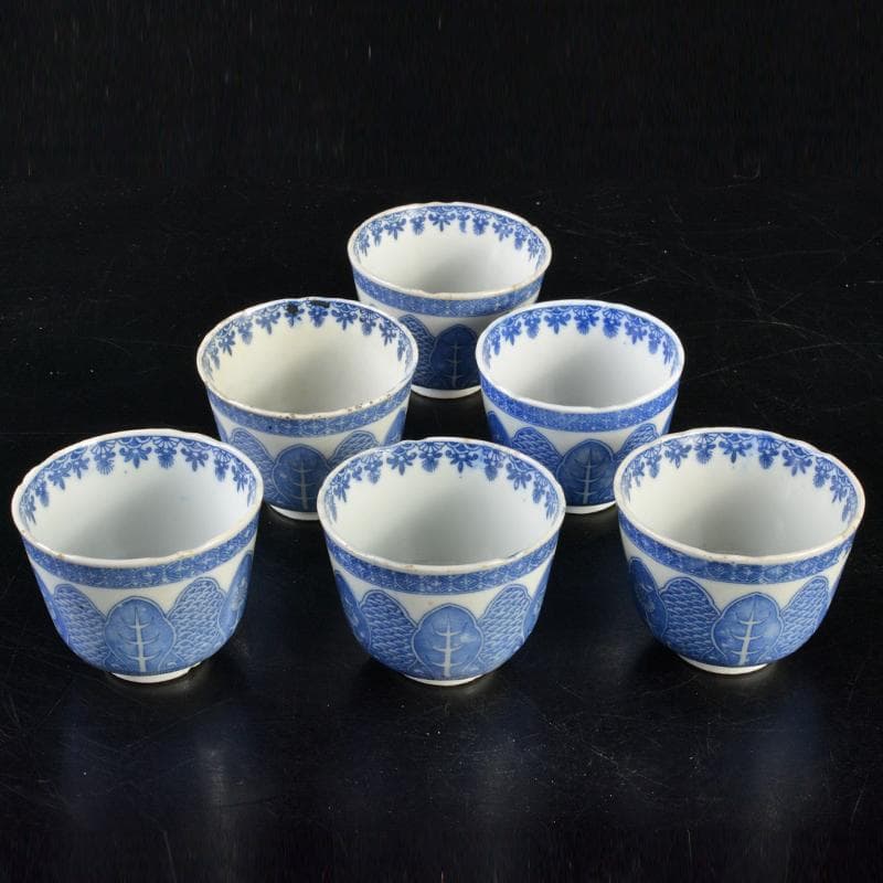 瀬戸焼 染付印判手 煎茶器 十二客 N R7222B