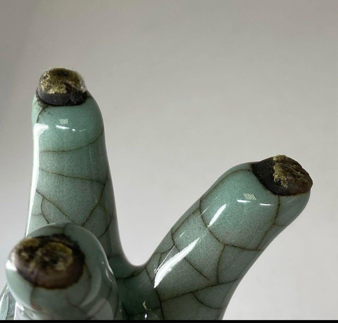 中国古窯 哥窯青磁ひび焼 爵 高さ9.5㎝ - メルカリ