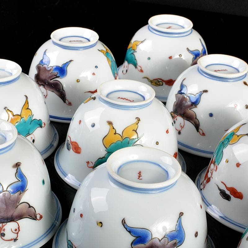 九谷焼 堀江青光作 色絵唐子文 波出茶碗 10客 共箱 V 6232C - メルカリ