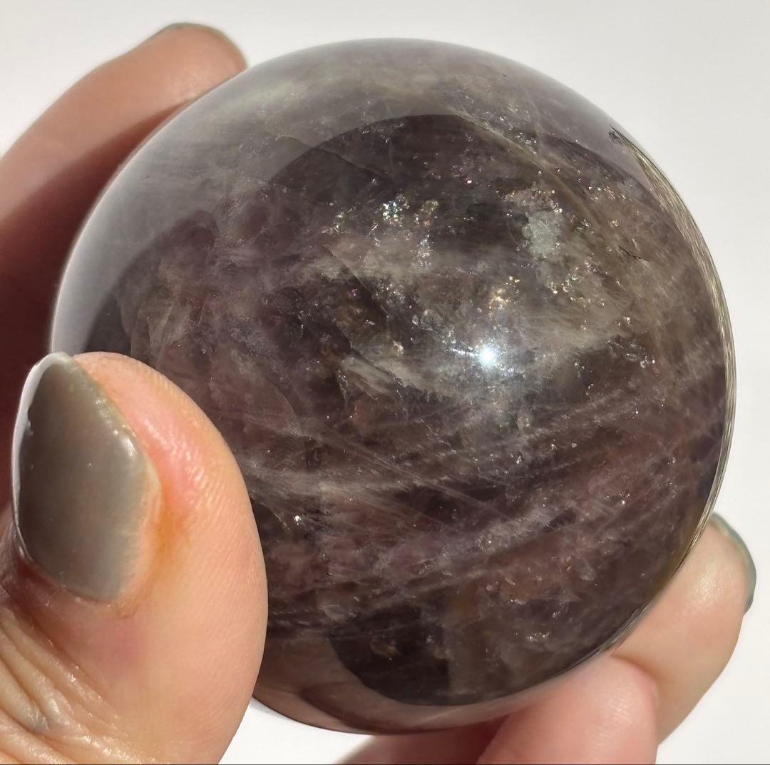 《スター確認》パープルローズクォーツ スフィア シルキー光沢 丸玉