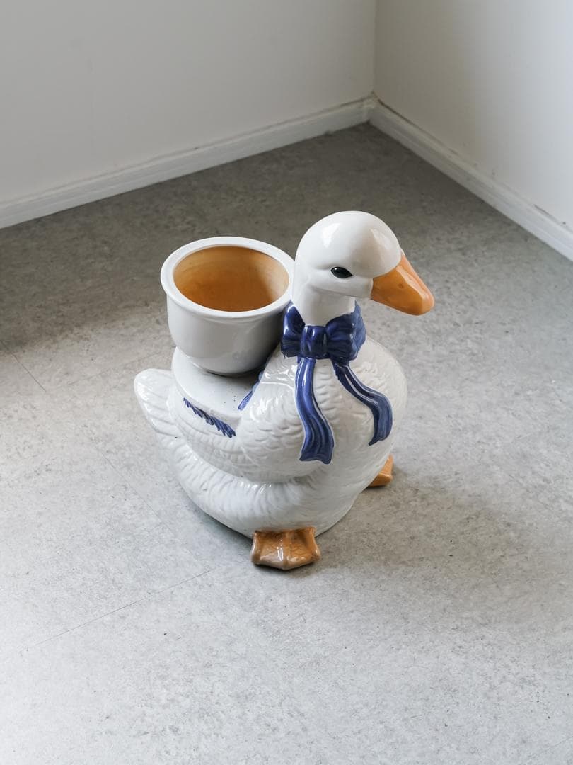 vintage アヒル 陶器 プランター 置物 アンティーク レトロ 90s アヒル お菓子型 陶器製 ヴィンテージ | Blue Swallow Vintage (EU