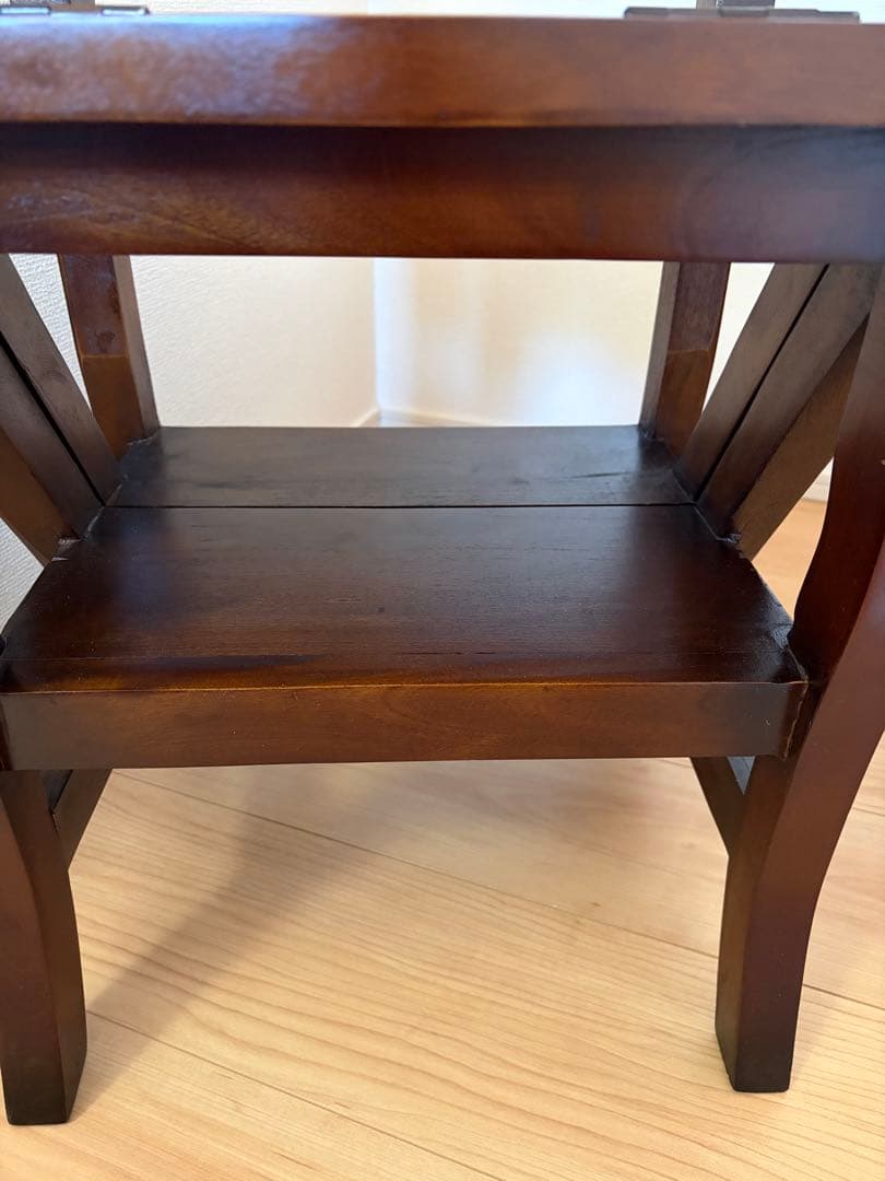 レア☆ヴィンテージ マホガニー 無垢材 ステップ チェア 踏み台 木製