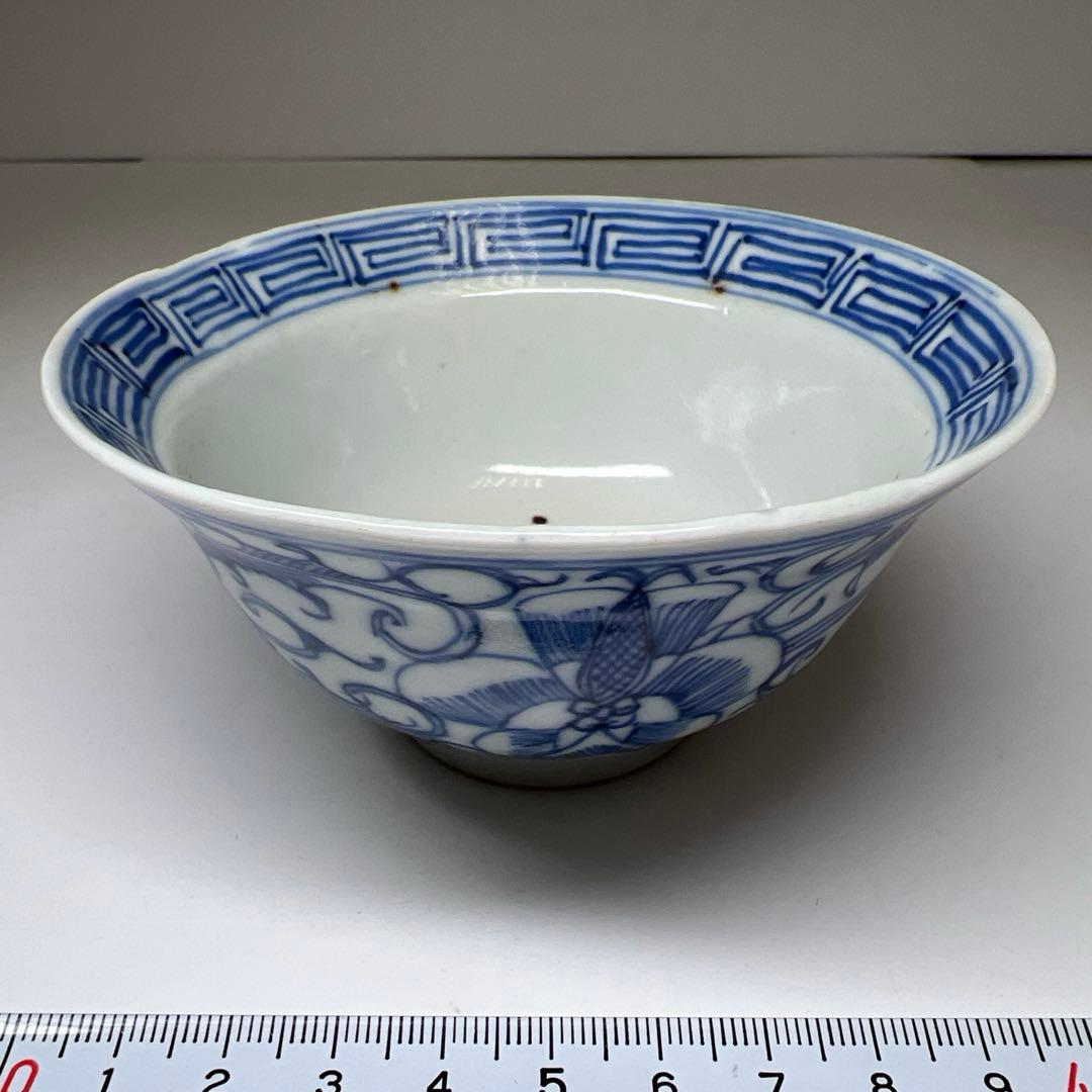 中国清朝時代 古染付レンゲ、鉢5客 東Y7-1022☆2Fタニチ 美術品