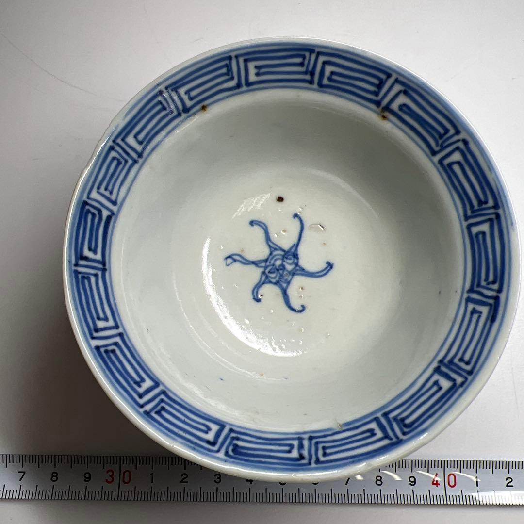 中国清朝時代 古染付レンゲ、鉢5客 東Y7-1022☆2Fタニチ 美術品