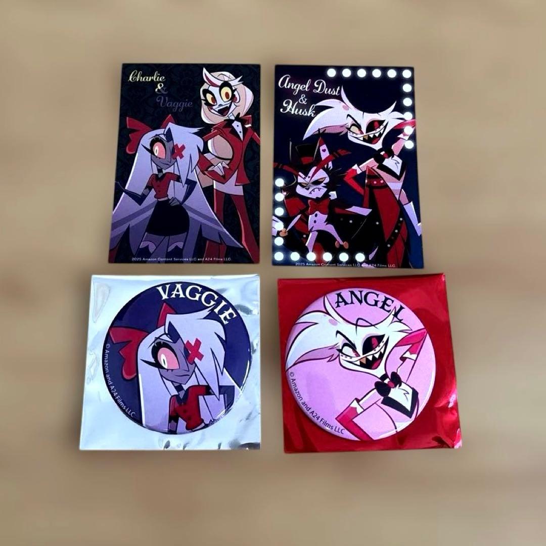 ハズビンホテル 缶バッジ2個 VAGGIE ANGEL &特典ステッカー2枚 - メルカリ