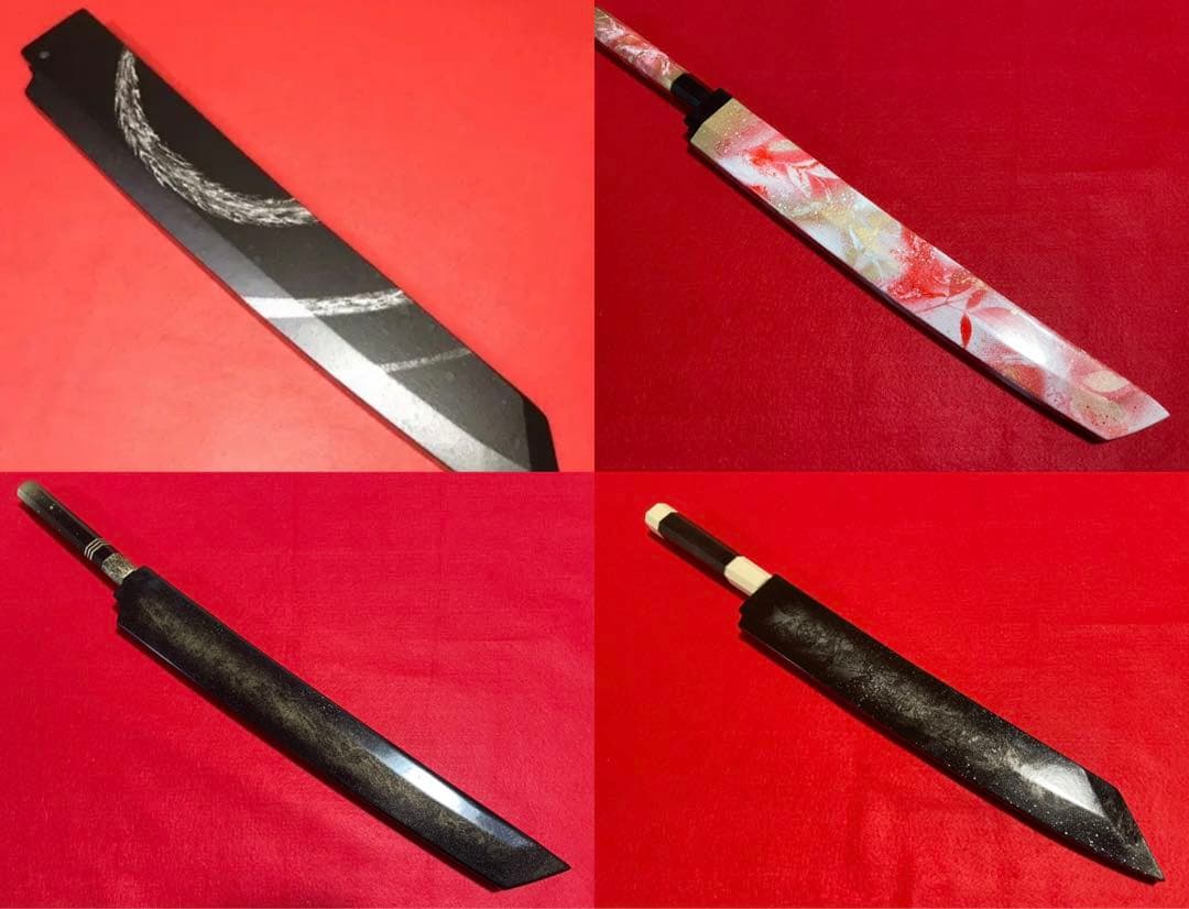 塗り鞘　デザイン　鞘 潤漆変塗鞘打刀拵 野晒図 / Koshirae Design of the skull(Nozarashi