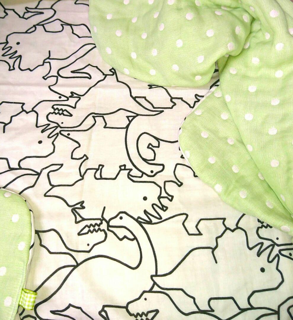 専用❤みかん❤ふわとろ☆８重ガーゼ⭐特大ブランケット⭐恐竜パズル☆ ブランケット 110×70cm ひざ掛け ひざかけ 5重 ガーゼ 綿100％ 丸洗い