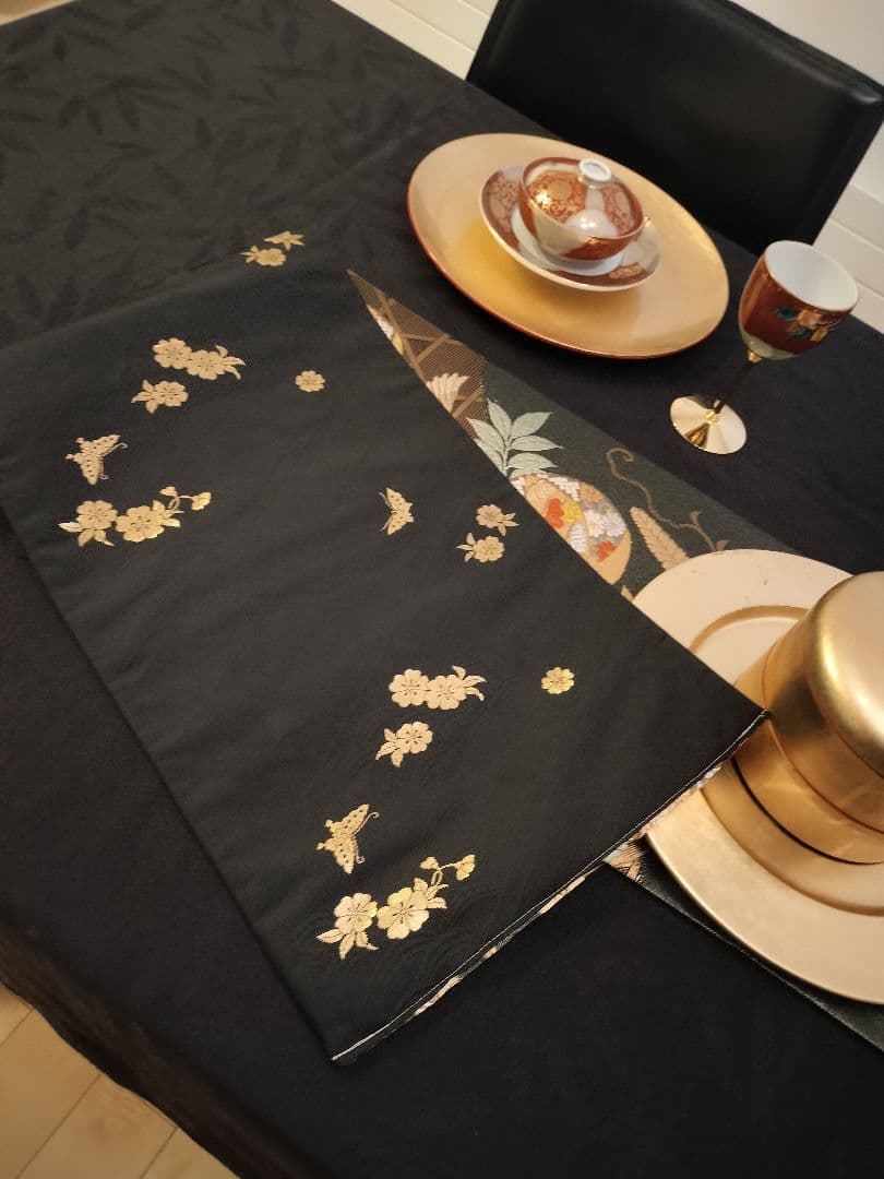 A942☆逸品‼️全通帯‼️ひな祭り‼️袋帯正絹テーブルランナー2m14cm