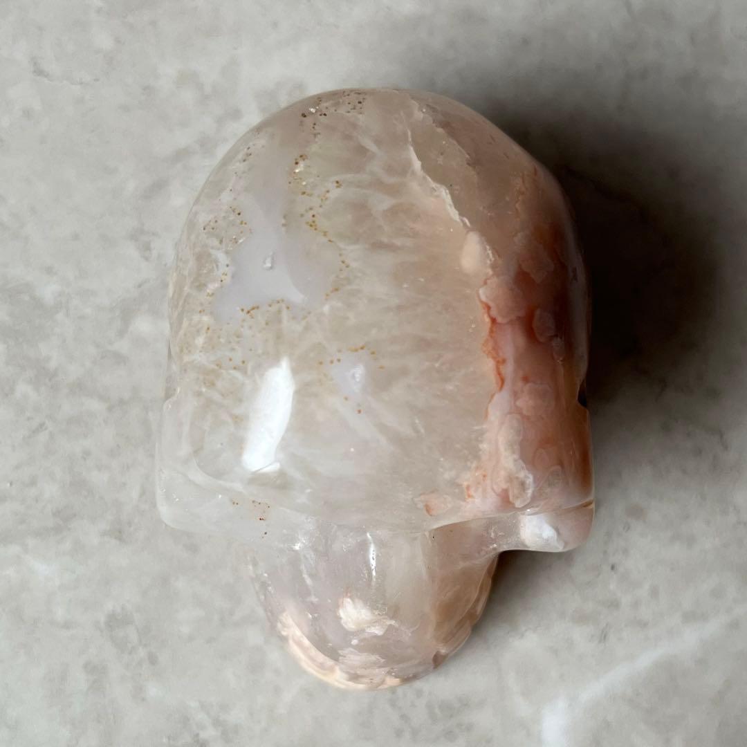 フラワーアゲート 桜瑪瑙 スカル ドクロ カービング 天然石 - メルカリ