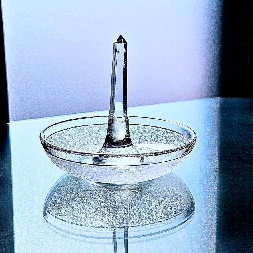 金彩オールドバカラ 青海波エッチングのリングホルダー 晴海商店 19世紀後半