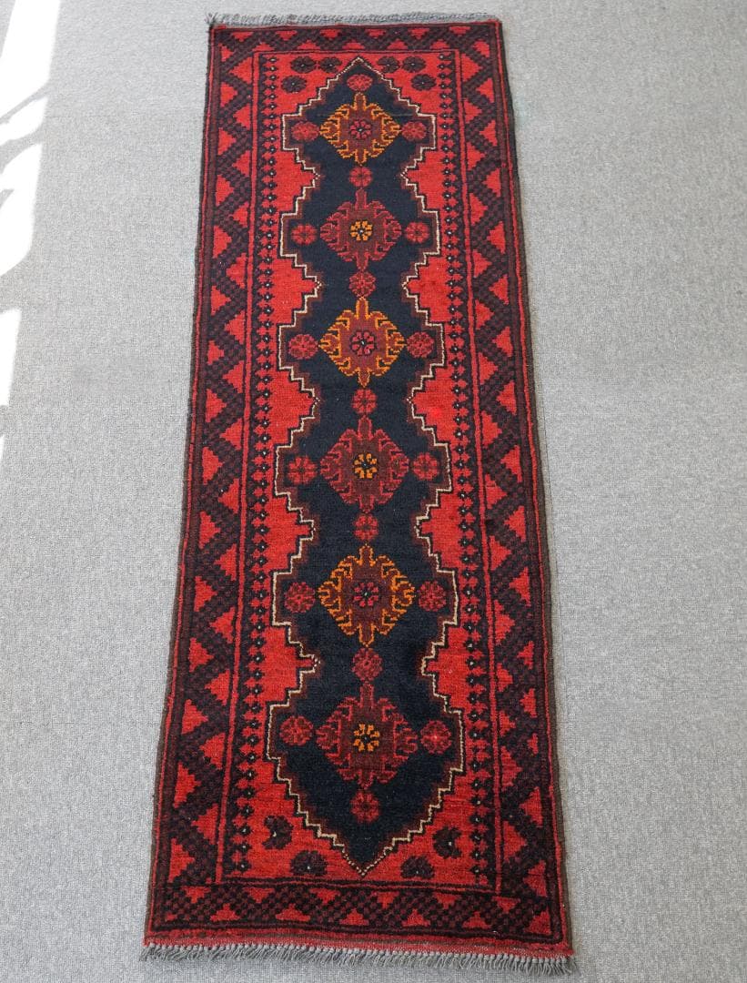 145cm×51cm 廊下敷きペルシャ手織り絨毯 バルーチ ヴィンテージ ラグ 141×89 トライバルラグ ヴィンテージラグ バルーチ 手織りラグ