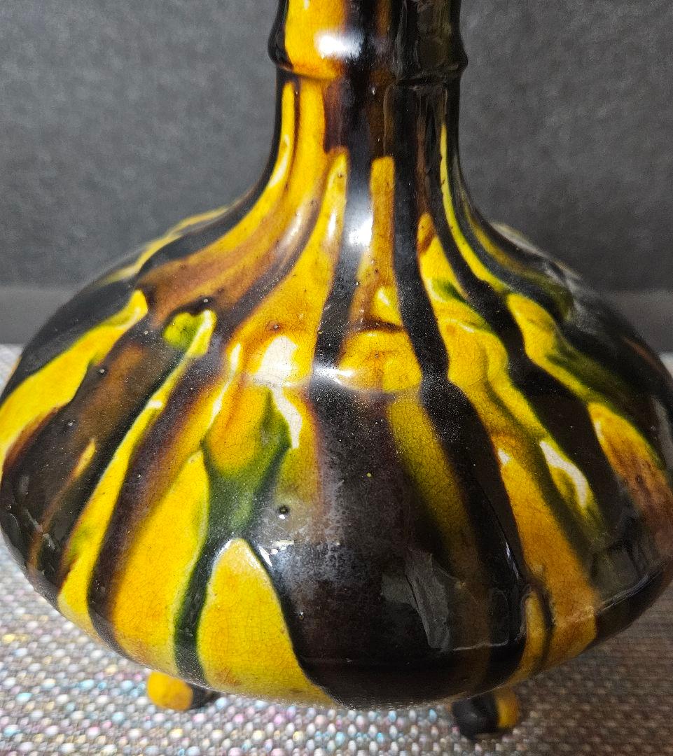 中国古美術 中国古陶磁器 古玩 時代物 遼三彩 鶏頭鶏冠形 手付水注