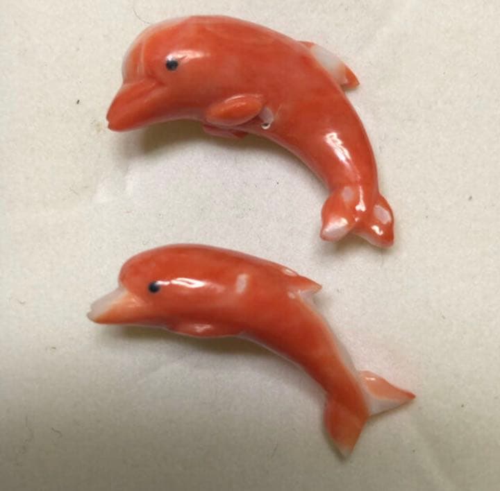 お値下げ❤️貴重)本珊瑚のドルフィン2個(裏表無し