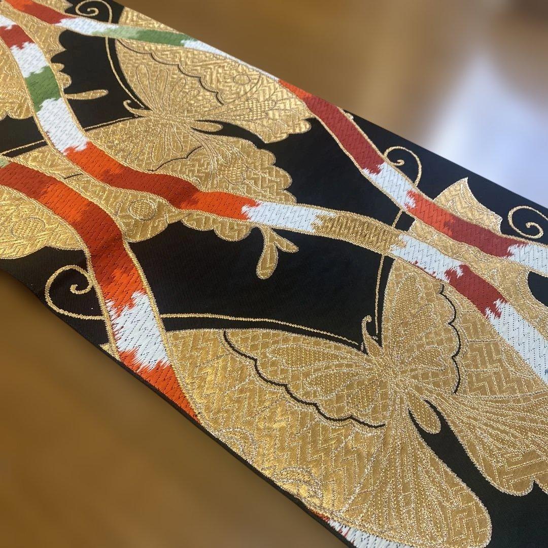 table runner 「立涌に金彩蝶」 帯リメイク 正絹 - メルカリ