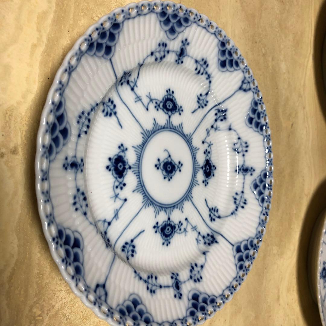 【値下げしました】ロイヤルコペンハーゲン　フルレース　19cmディナープレート ブルーフルーテッド フルレース プレート 25cm|ロイヤル