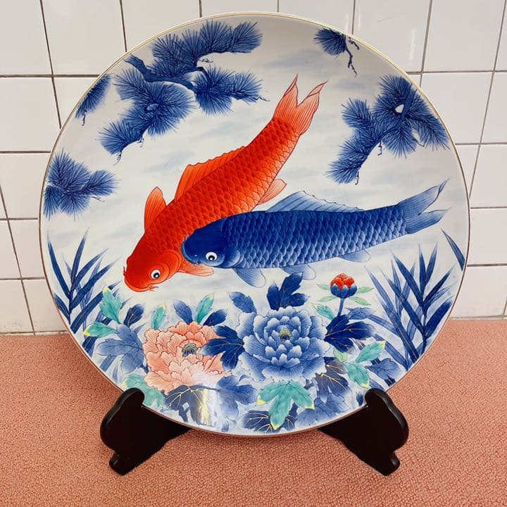 有田焼 峯山作 皿 飾り皿 大皿 鯉鱼 有田焼 峯山作 皿 飾り皿 大皿 鯉鱼 - メルカリ